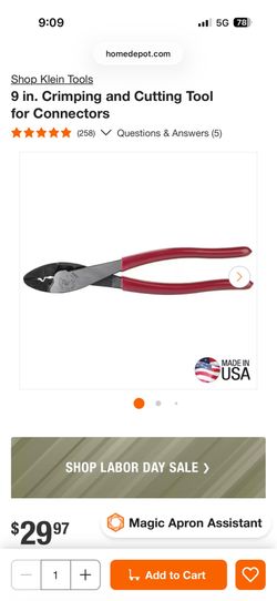 Klein Tools 9 in. Crimping and Cutting Tool