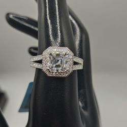 4.3 Carats VVSD Color Solid 925 Sterling Silver Moissanite Split Band Ring Size 9 Promise Engagement