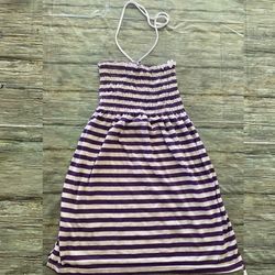 Girls Large Purple & White Striped Maxi Dress