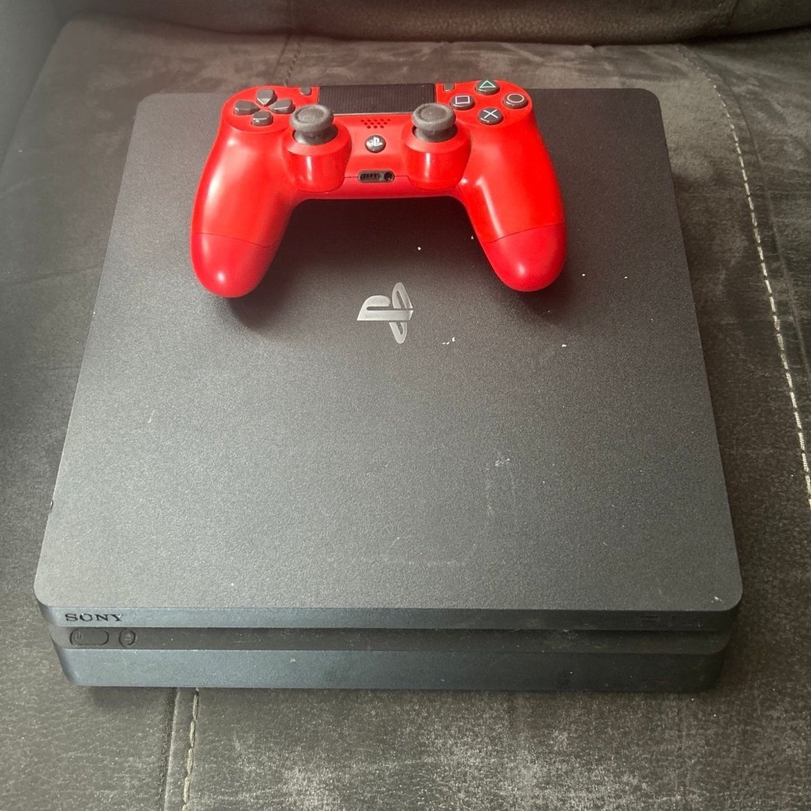 PlayStation 4 Slim With Red PS4 Controller 
