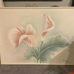 Huge Vintage Pink Floral Painting Artwork Wall Art Shabby Chic Y2K Florida Room, Pick Up Bayport NY 11705