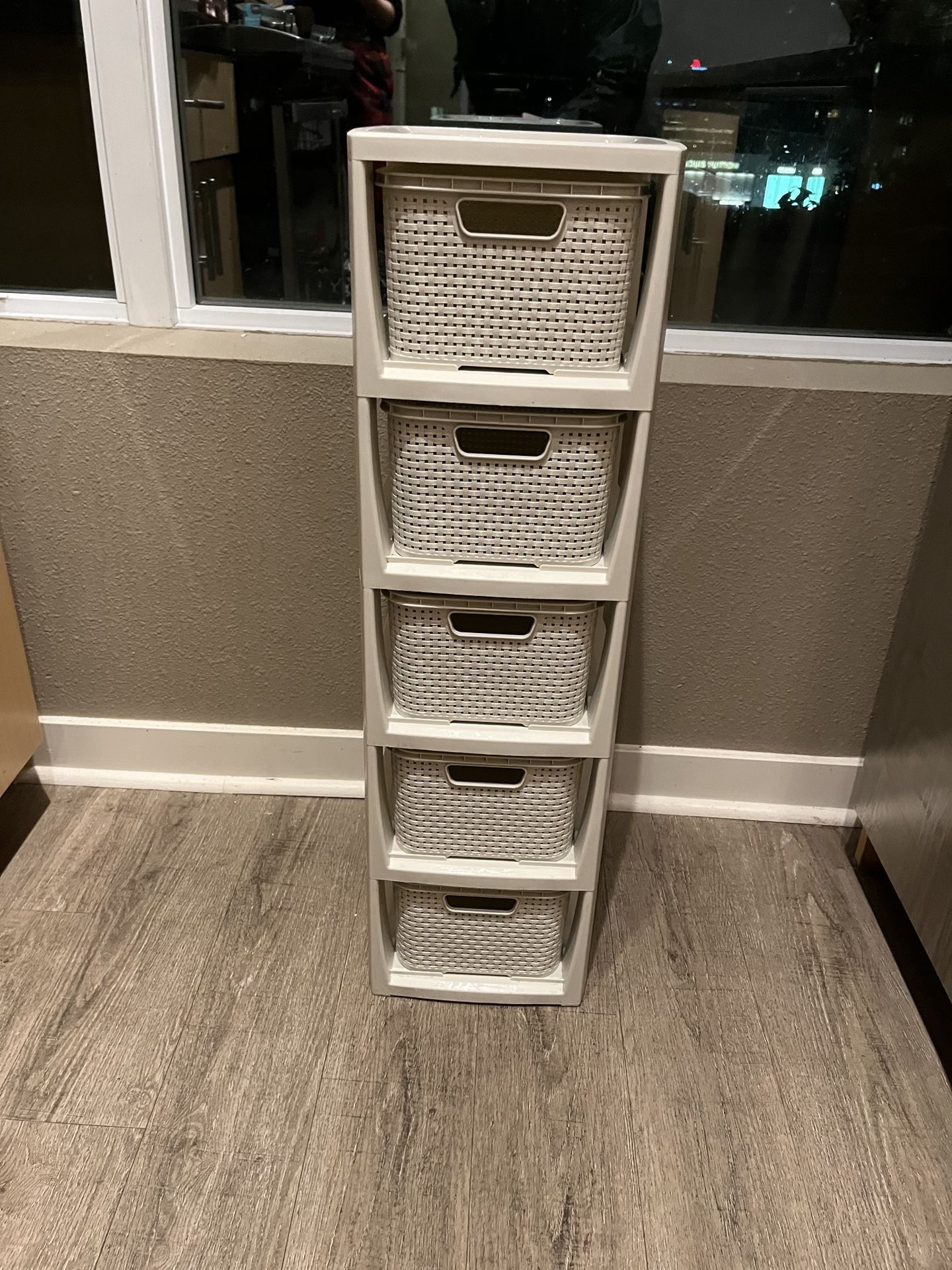 Home Essential Rattan-Design 5-Drawer Storage Unit – $20