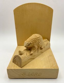Artist R. Lord Wood Beaver Bookend Vintage