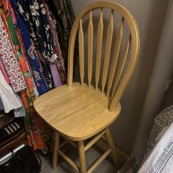 Set of 2 Wooden Swivel Barstools 