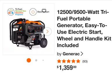 Generac Trifuel Generator 12500/9500