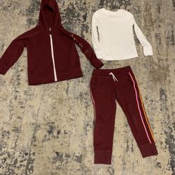 Girls Outfit , Fleece Zip Hoodie And Jogger Sweatpant