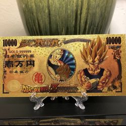 24k Gold Plated Majin Vegeta (Dragon Ball Z) Banknote