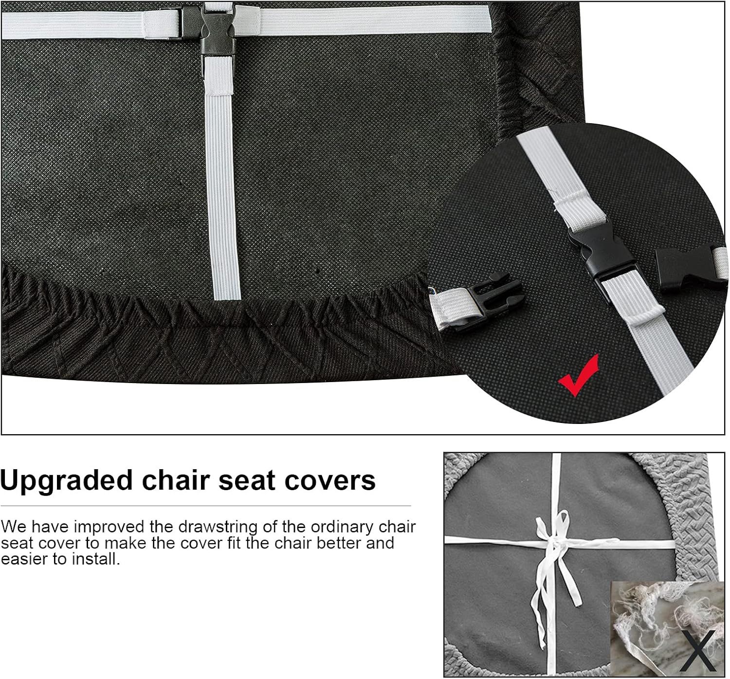 Waterproof Seat Covers for Dining Room and Kitchen Chairs Black Jacquard 4 Pc