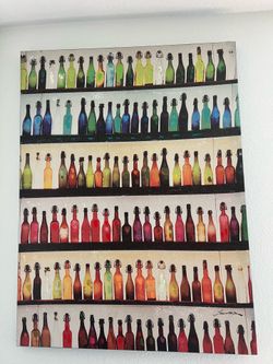VINTAGE COLORED BOTTLE CANVAS PAINTING