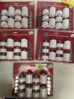 Five 10 Pack LED Tea lights Candles with Extra Batteries