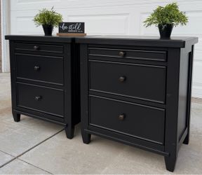 (2) Gorgeous Black “Ashley Furniture” 2-Drawer Large Night Stands