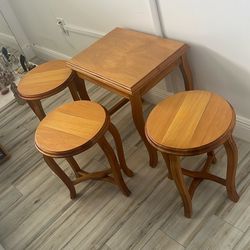 Juego De 4 Mesitas De Madera  Convertibles