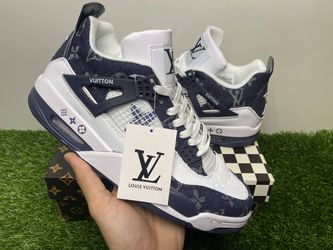 LOUIS VUITTON LV AIR JORDAN 4 RETRO NAVY BLUE WHITE BLACK NEW SNEAKERS  SHOES SIZE 8.5 42 A4 for Sale in Miami, FL - OfferUp