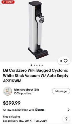 LG CORDZERO VACCUM W/ MOPPING ATTACHMENT