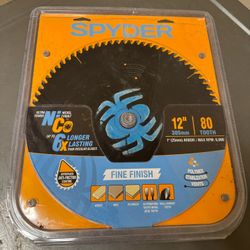 Spyder Fine 12-in 80 -Tooth Fine Finish Tungsten carbide-tipped steel Miter/Table saw blade
