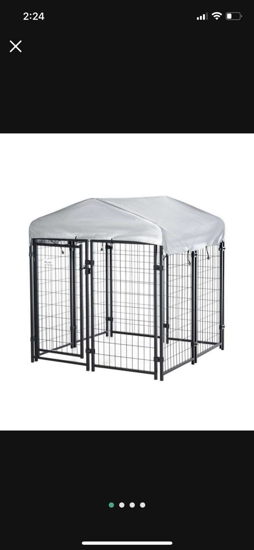 Black Steel In-Ground Dog Fence Dog Kennel Outdoor Steel Fence with Canopy