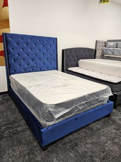 New in stock queen size blue color bed frame only special