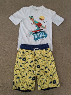 Gap Kids Boys Size 8 Swim Trunks & Old Navy Size 8 Rash Guard~Gently Used price Includes Both Pieces