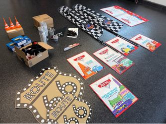 Huge Lot of Pixar Cars Kids Birthday Party Supplies (signs, cups, flags, and more)