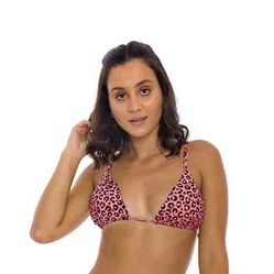 Neon Pink Jaguar Brazilian Triangle Bikini Top Size Medium NEW