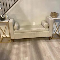 Bench Ottoman New in Original Packaging Stunning With Storage and Bolster Pillows Retailed For $267.