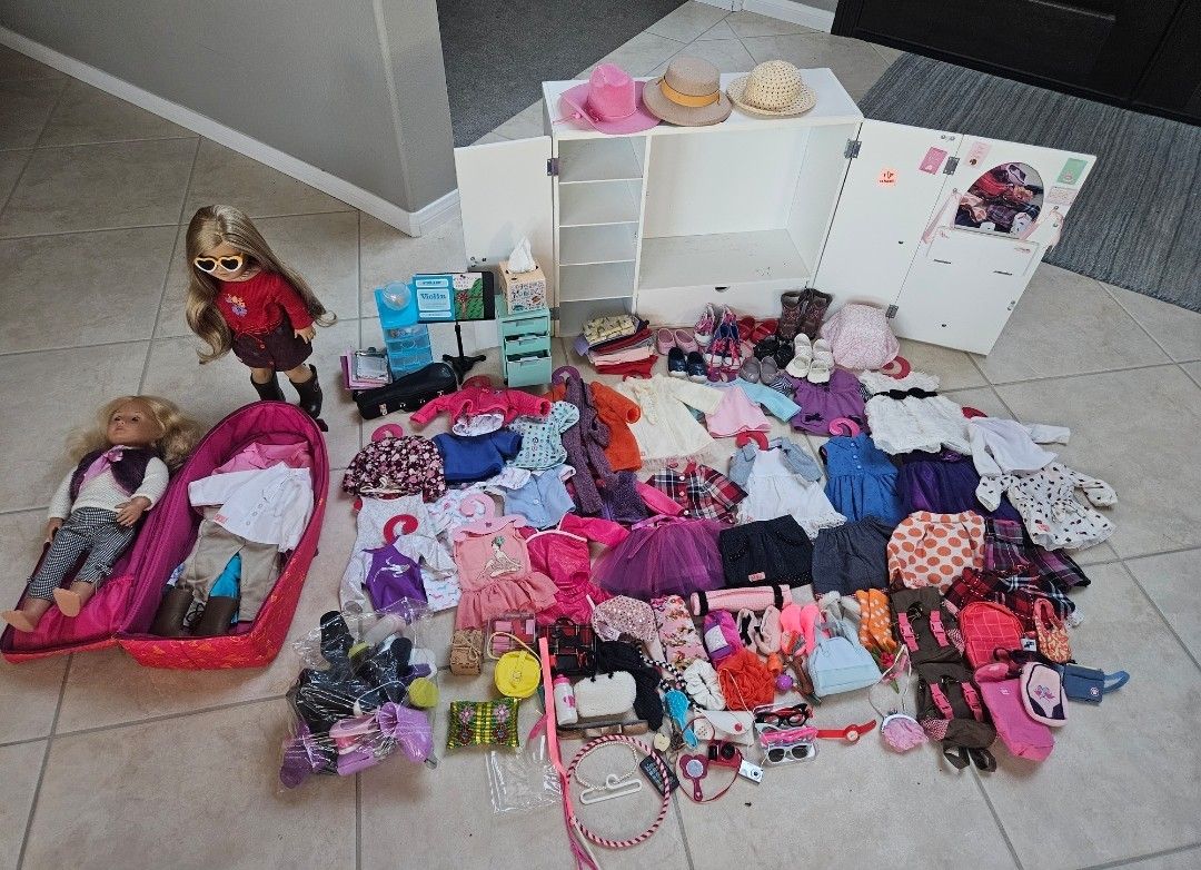 Our Generation Wooden Dresser + Dolls/Clothing Accessories