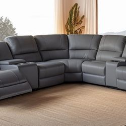 Grey Sectional Recliner 