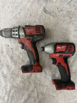 Clean MILWAUKEE 18V Tool Only Drill Bundle—1/2” Dr Driver & 1/4” Hex Impact