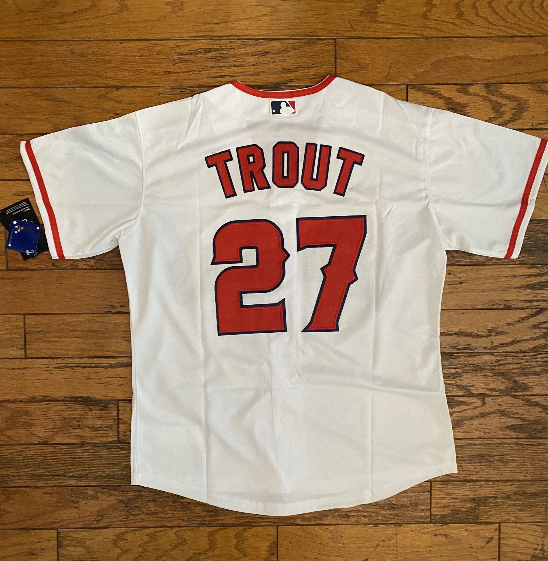 White and Los Angeles Angels Mike Trout Fully Stitched Jersey