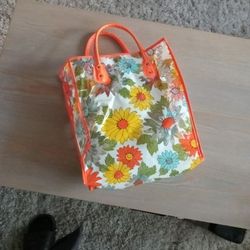 Vintage Plastic Floral Bag 12"