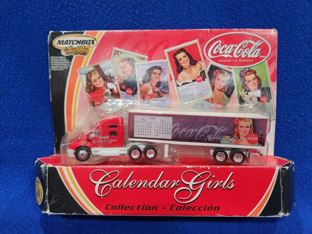 Collectible 1:64 Scale Matchbox Coca Cola 50th Anniversary Calender Girls 1947  Semi Truck Toy