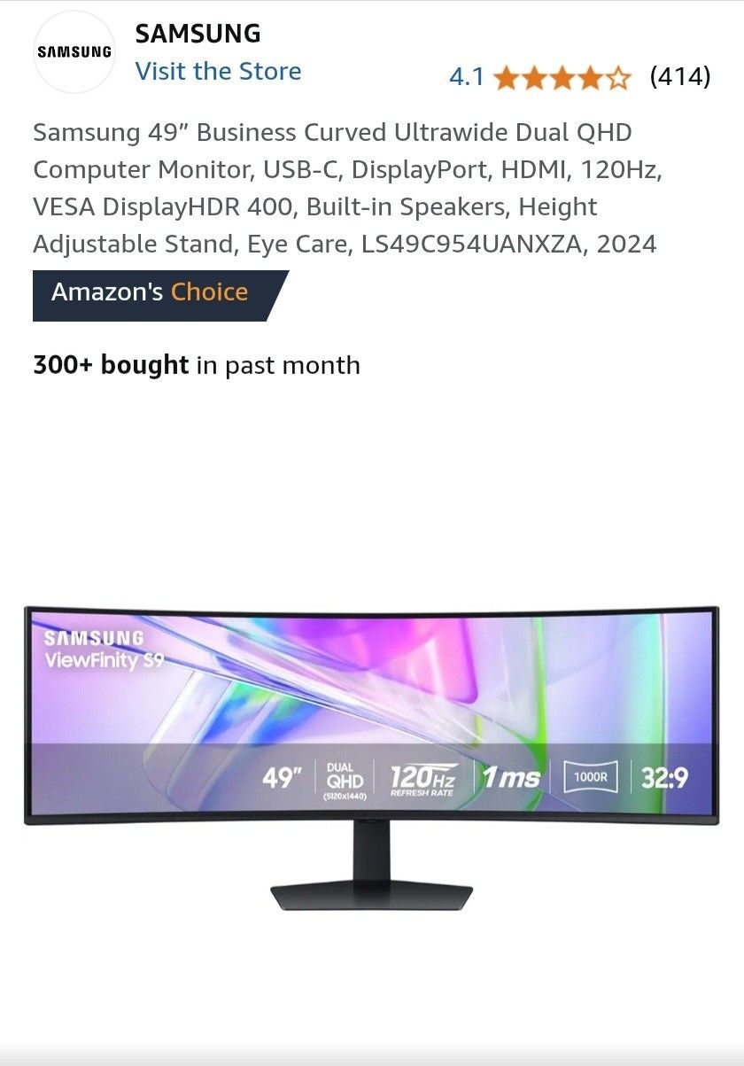 Samsung 49 Inch CURVED Ultra-Wide Monitor