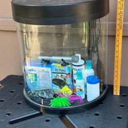 10 Gallon Glass Bow-Front GloFish Aquarium starter kit