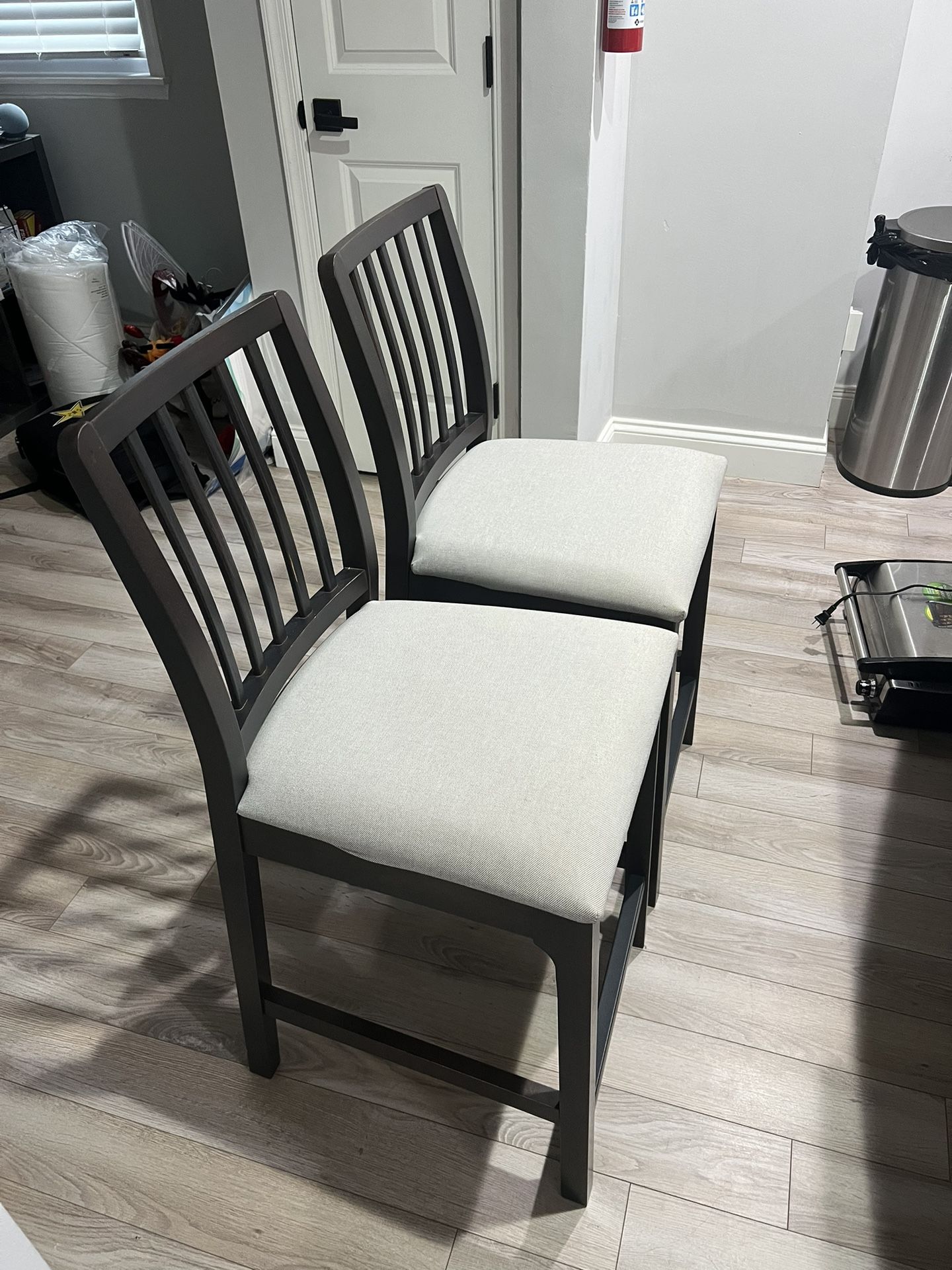 2 IKEA Bar Stools Dark Brown With Padding & Backing