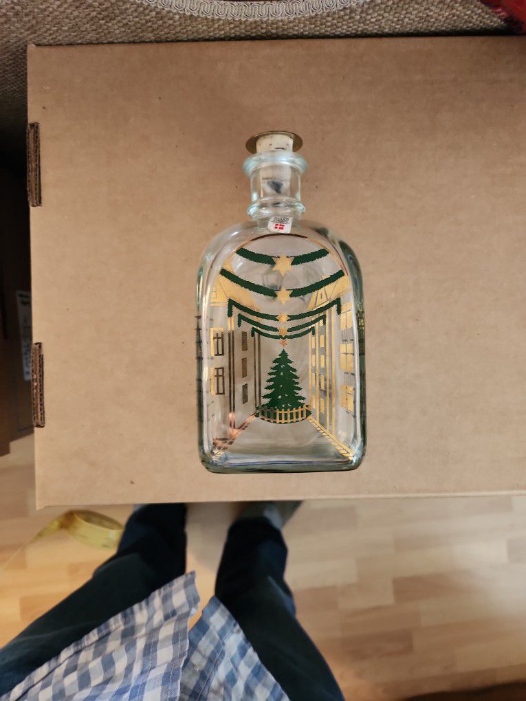 Holmegaard Vintage 80s Glass Christmas Bottle