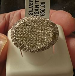 Silver Moissanite Pave Cocktail Ring