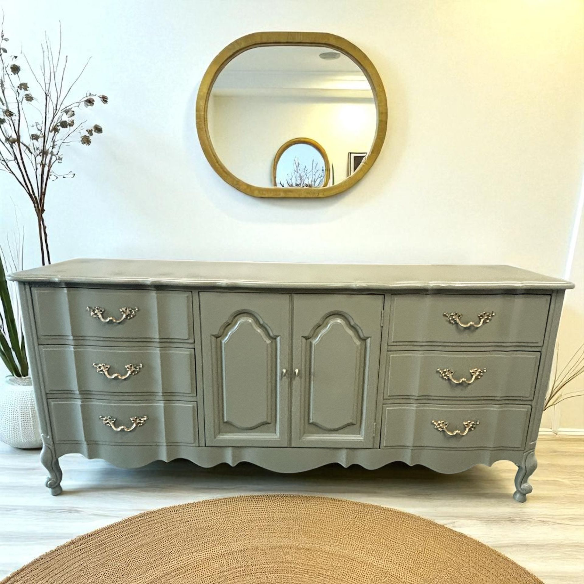 French Provincial Vintage Green Dresser