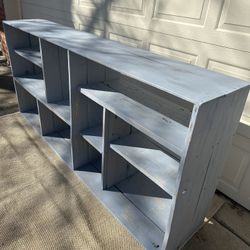 LARGE, MONUMENTAL & CHARMING! CUSTOM-DESIGNED RUSTIC SOLID WOOD OPEN SHELVES / CONSOLE / DISPLAY