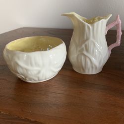 Vintage Belleek Cream & Sugar Set