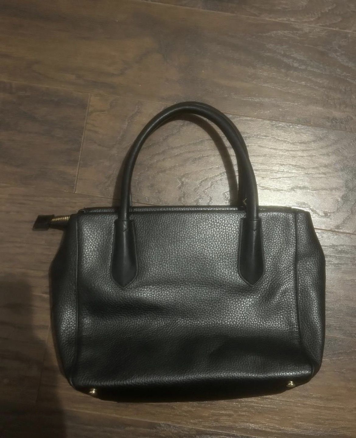 Black leather handbag