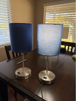 2 touch lamps with outlets. 3 way light. 17.5” high