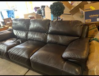 Chocolate Leather Couch and Love Seat