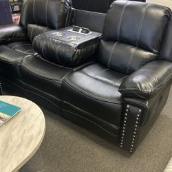 New black, leather, two-piece sofa and loveseat with free delivery