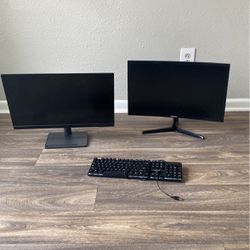 Monitors And Keyboard 