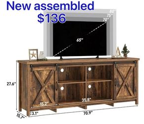 😀 Farmhouse TV Stand for 80 Inch TV with Sliding Barn Door, Rustic Wood Entertainment Center Large Media Console Cabinet Long Television Stands,Conso