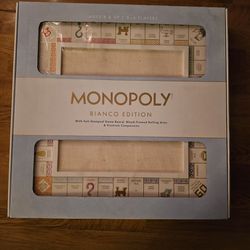 Monopoly Bianco Edition w/ Foil Wrapped Game Board, Wood Framed Rolling area & Premium Components 