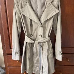 DKNY XS Hooded Rain Coat Beige