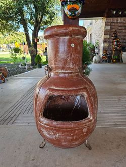 2 Holes Rustic Clay Chimenea, Chiminea. Pottery, Talavera, Clay Pots, Planters. $140