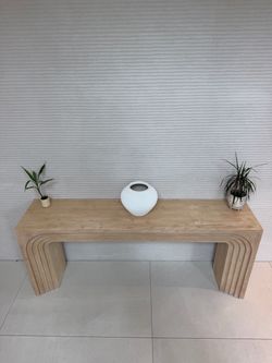 Crate and Barrel Valo 72" Rectangular Natural Pine Wood Console Table