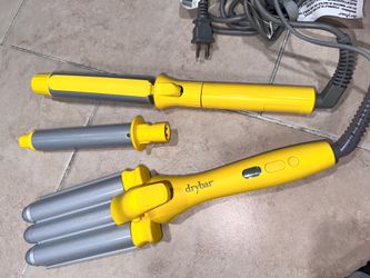 Drybar Curling Iron Set 3 Barrel Attachments Yellow